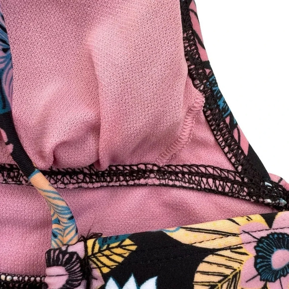 NWT Salt + Cove Juniors' in Full Bloom Strappy Bikini Top Floral Black Size S - Picture 7 of 12